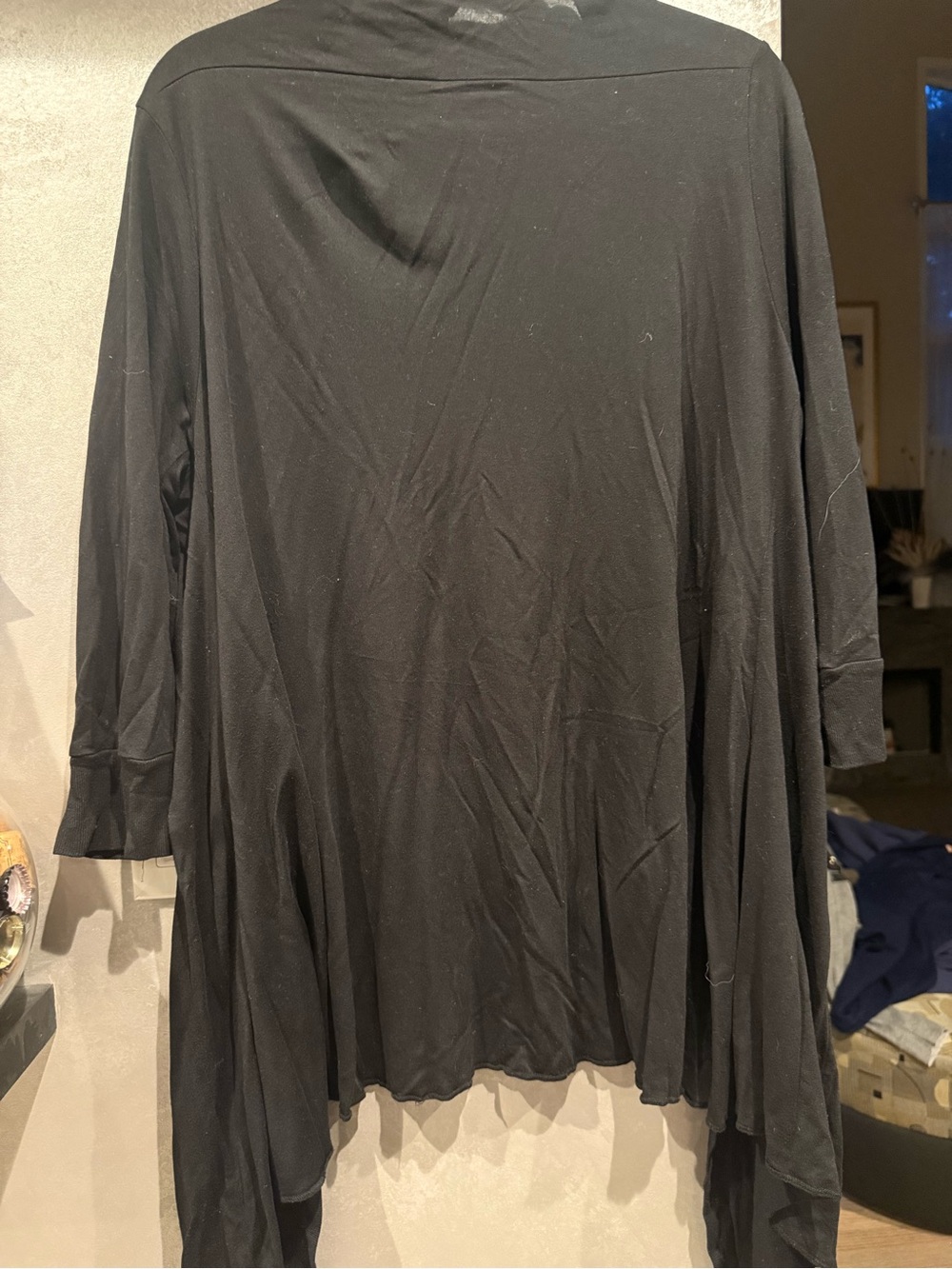 Moda International Black Long Button-Front Cardigan Robe - Picture 3 of 3